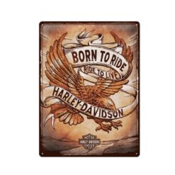Placa decorativa Harley Davidson Born to Ride Ride to Live 30x40 cm