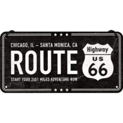 Placa decorativa Matricula de Moto Route 66 10x20 cm