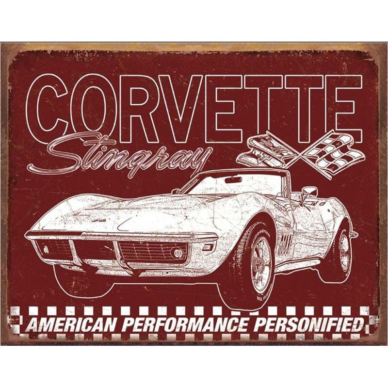 Placa Decorativa Chevrolet Corvette 69 StingRay