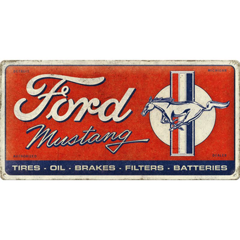 Placa decorativa de metal Ford Mustang Michigan 25x50 cm