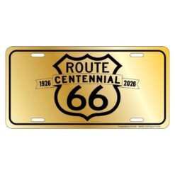 Placa de Matricula Decorativa Route 66 Centenario Dorada