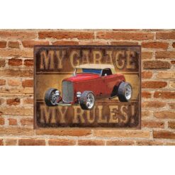 Placa decorativa Hot Rod My Garage My Rules - Imagen 2