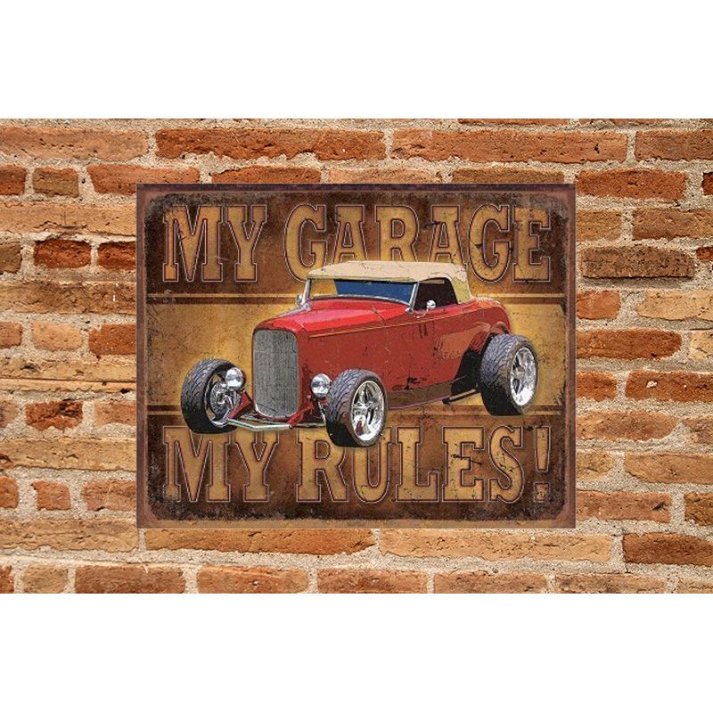 Placa decorativa Hot Rod My Garage My Rules - Imagen 2