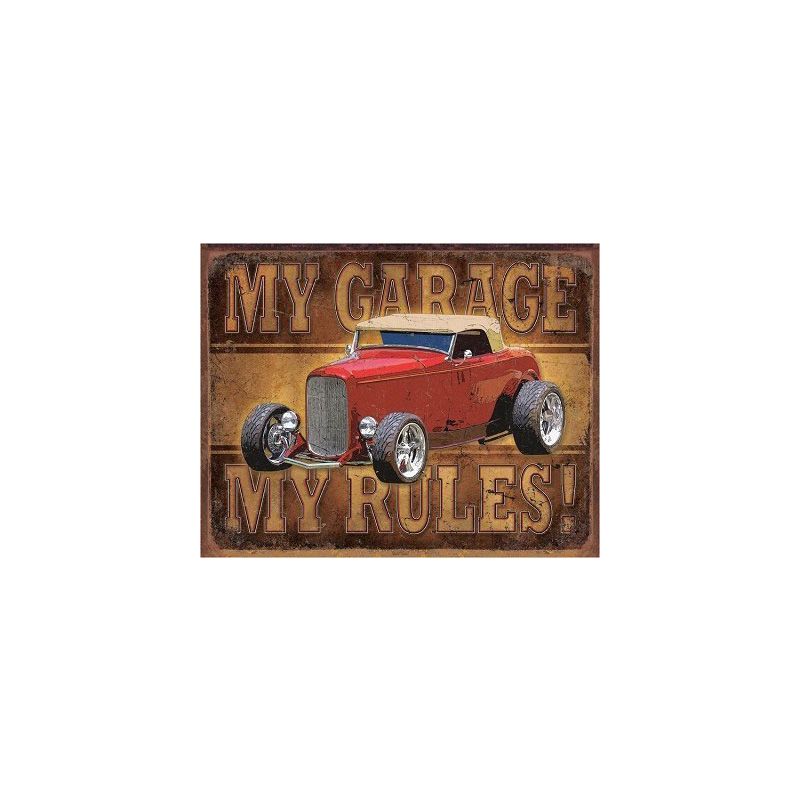 Placa decorativa Hot Rod My Garage My Rules