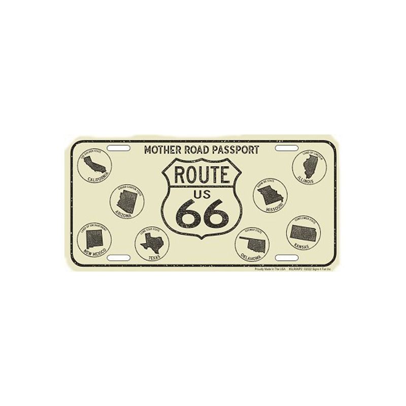 Placa de Matricula Decorativa Route 66 Passport