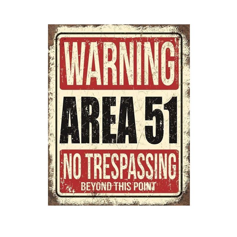 Placa Decorativa Área 51 Warning