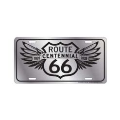 Placa de Matricula Decorativa Route 66 Centenario Plateada