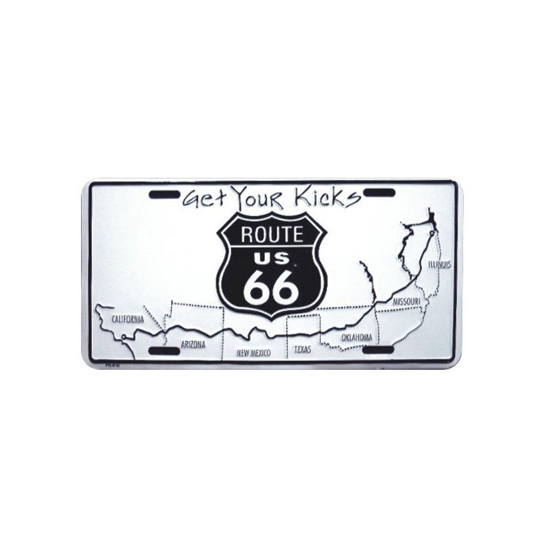 Placa de Matricula Decorativa Route 66 Get Your Kicks