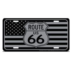 Placa de Matricula Decorativa Route 66 Flag