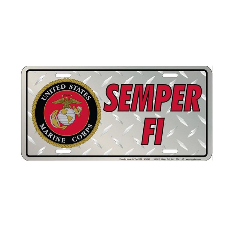 Placa de Matricula Decorativa US Marines SEMPRE FI