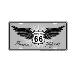 Placa de Matricula Decorativa Route 66 Wings