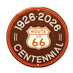 Placa Decorativa Route 66 1926-2026 Centennial Orange