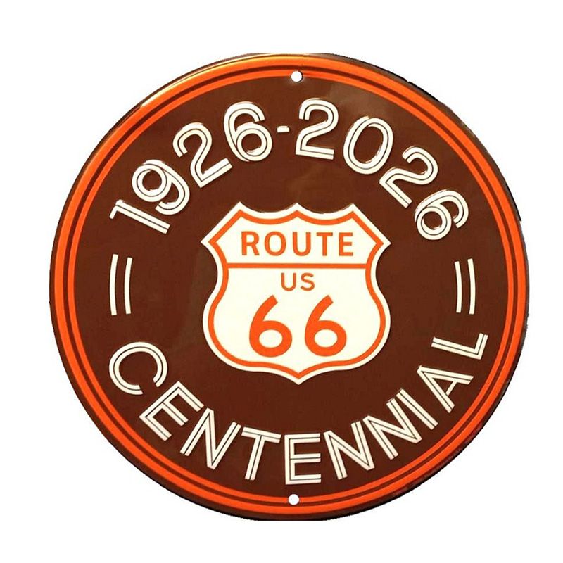 Placa Decorativa Route 66 1926-2026 Centennial Orange
