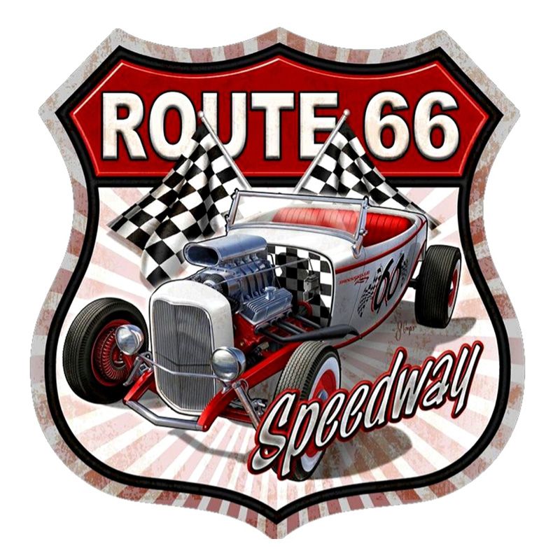 Emblema Placa de Metal Route 66 Hotrod