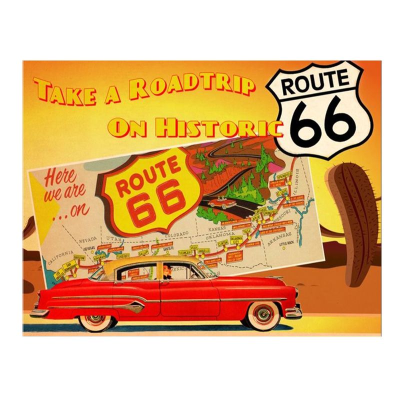 Placa decorativa Route 66 Roadtrip
