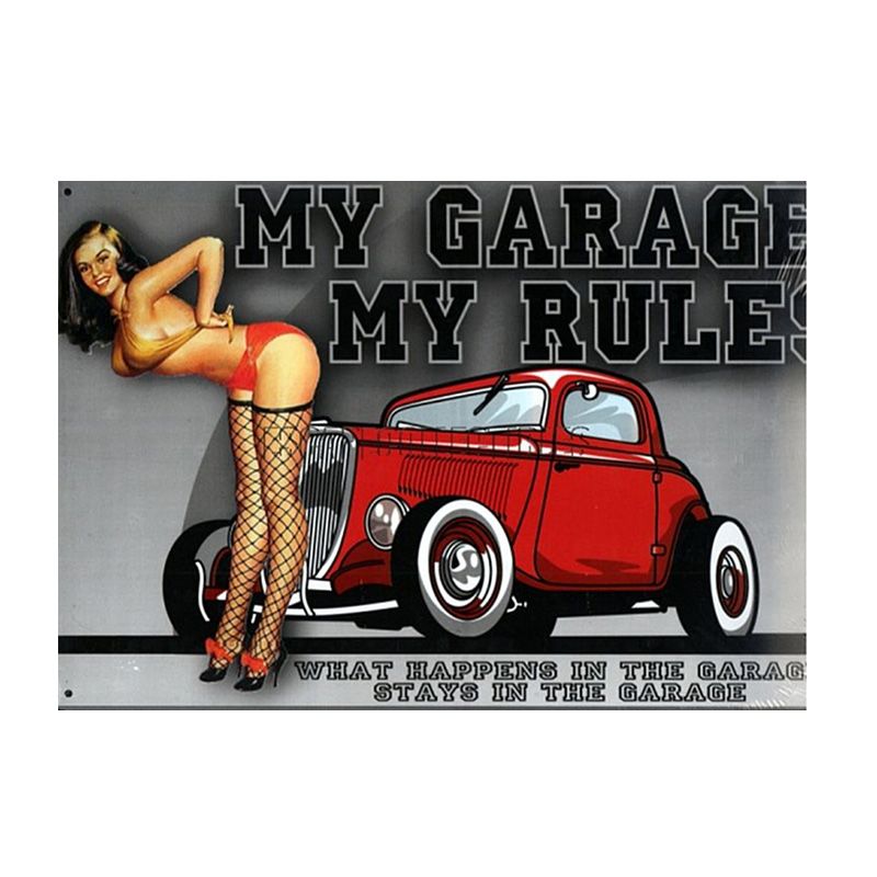 Placa Decorativa My Garage My Rules Pinup