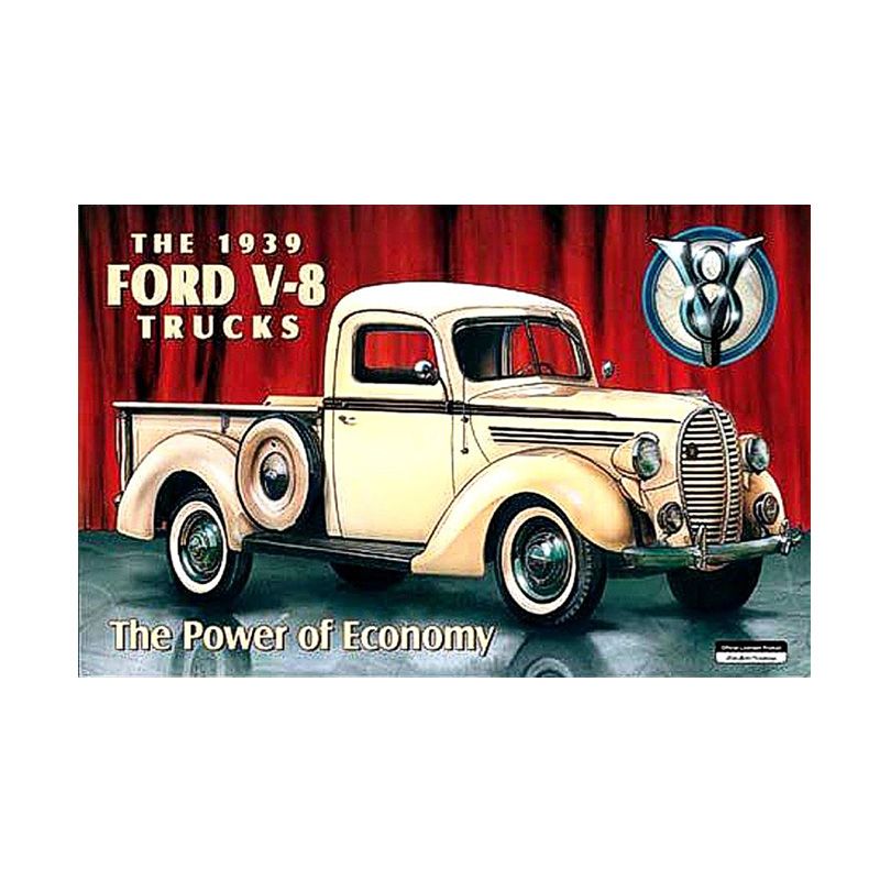 Placa decorativa Ford 1939 V8 Trucks