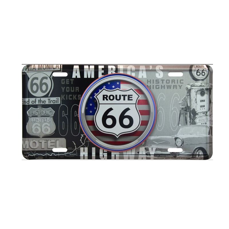 Placa de Matricula Decorativa Route 100 America