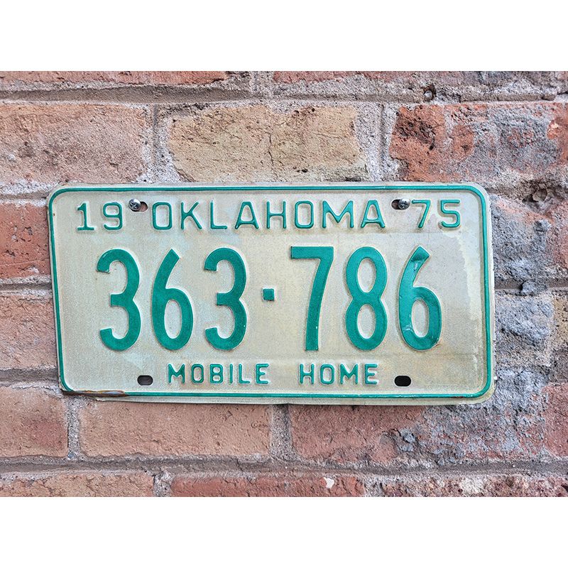 Matrículas Americanas Oklahoma Mobile Home Año 1975
