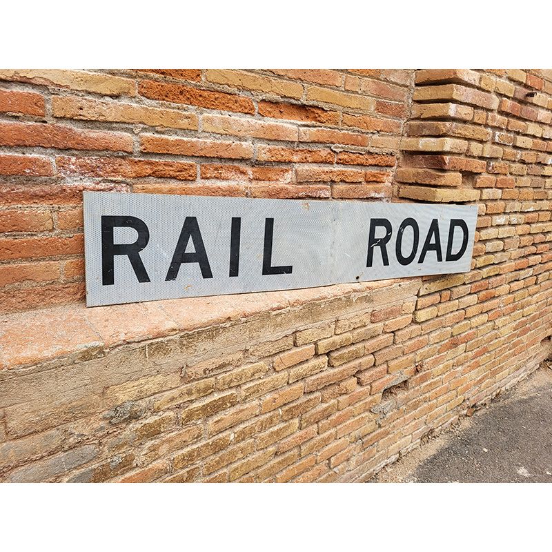 Señal Vintage Original de Tráfico: Rail Road