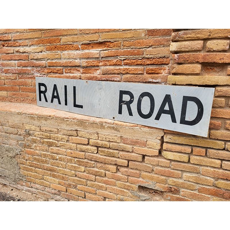 Señal Vintage Original de Tráfico: Rail Road