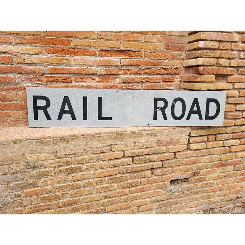 Señal Vintage Original de Tráfico: Rail Road
